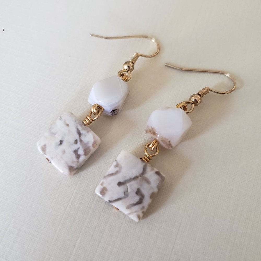OOAK NEW Kriaytions Creamy Stone Earrings